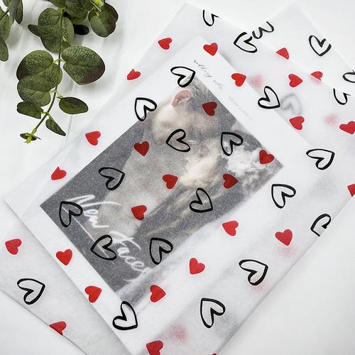 厂家批发17g爱心图案拷贝纸印刷两色logo礼品包装纸鞋服类包装用
